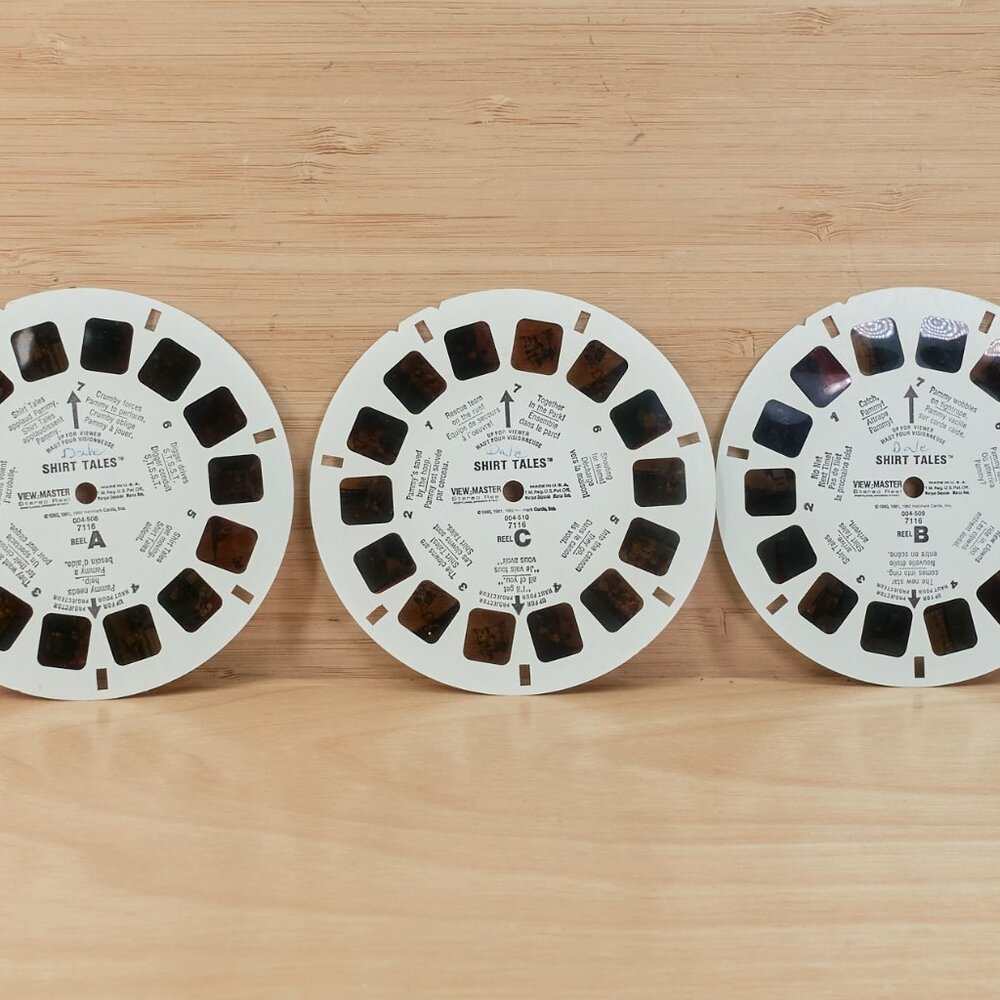 Vintage Shirt Tales View-Master Reels / Set of 3 1980s Hallmark Cartoon Packet